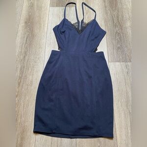 Lulu’s Women’s Navy Blue Open Back Bodycon Dress Size XS